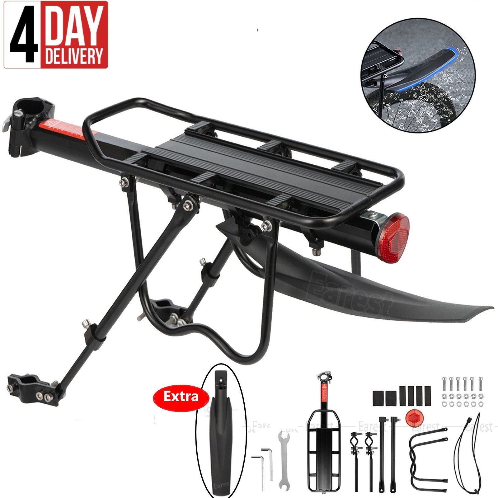Bike Rear Rack Carrier Pannier Luggage Cargo Bicycle Mountain Bike With Fender