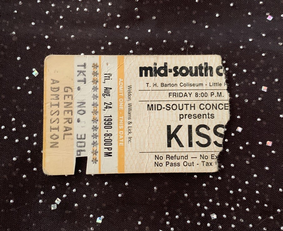 Kiss Concert Ticket Stub August 24, 1990 Little Rock AR