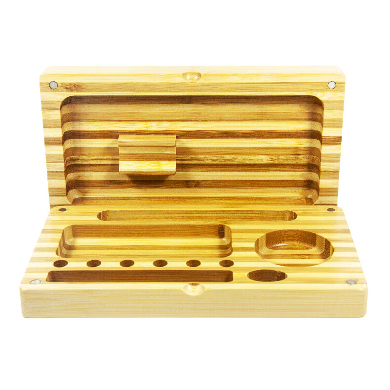 6 Pack 2 Part Ever Tech Backflip Rolling Tray - Bamboo Magnetic Stripped