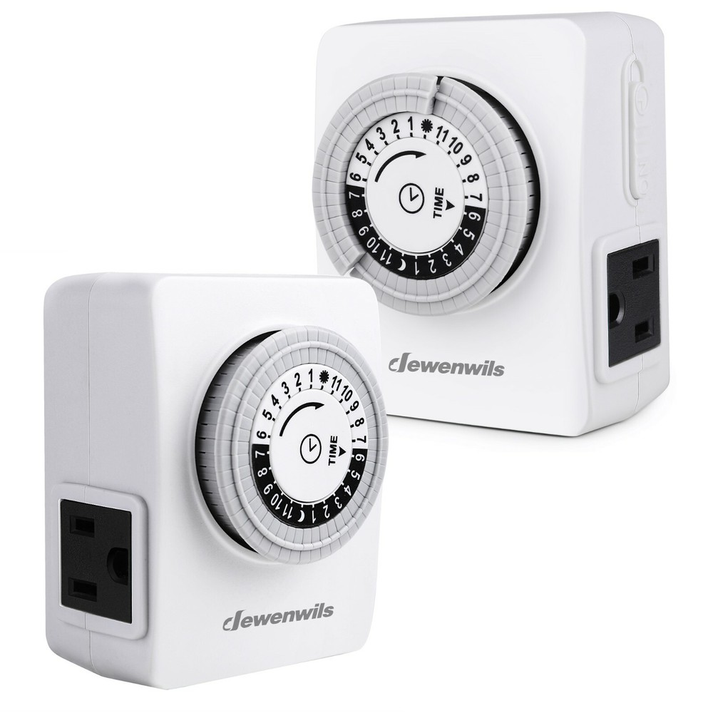 DEWENWILS Indoor Outlet Timer Plug in Light Timer 24-Hour Timer Switch 2 Pack