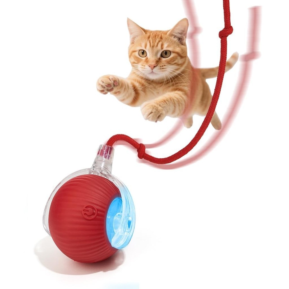 Interactive Pet Ball Toy Automatic Rolling Rechargeable Cat Dog Fast Moving Tail