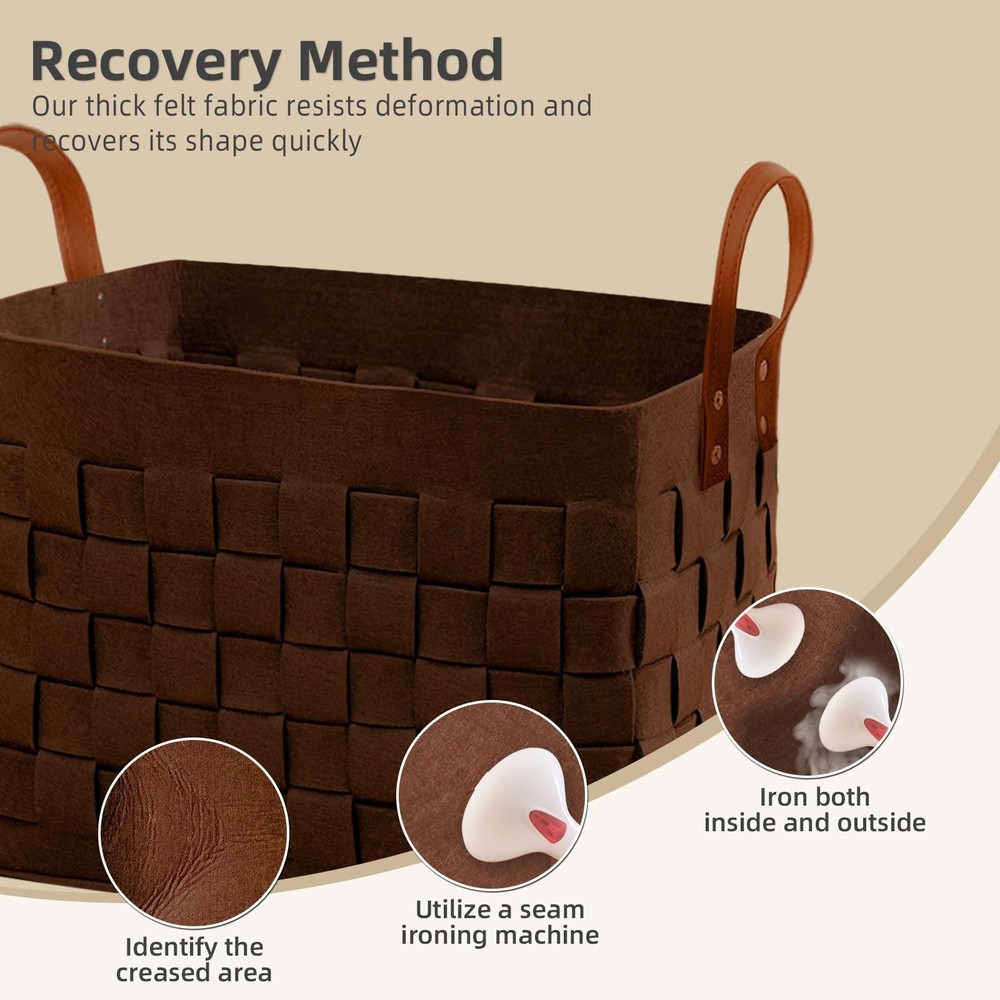 boldmonkey Laundry Basket 15 " x13 x11 2 Pack, Large Rectangular Felt Fabric ...