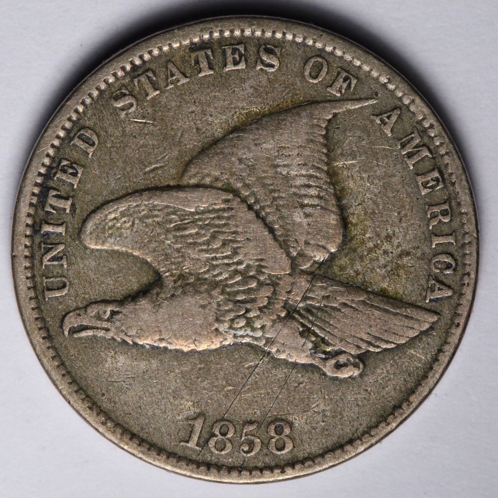 1858 SL Flying Eagle Cent Penny VF E130 KQEW