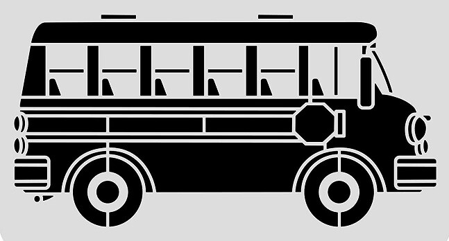 5.5"x10" Clear Plastic Stencil - School Bus (RE353)--