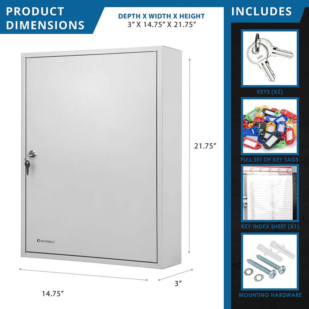 Barska 100 Key Safe Storage Box Wall Mount Cabinet CB12956