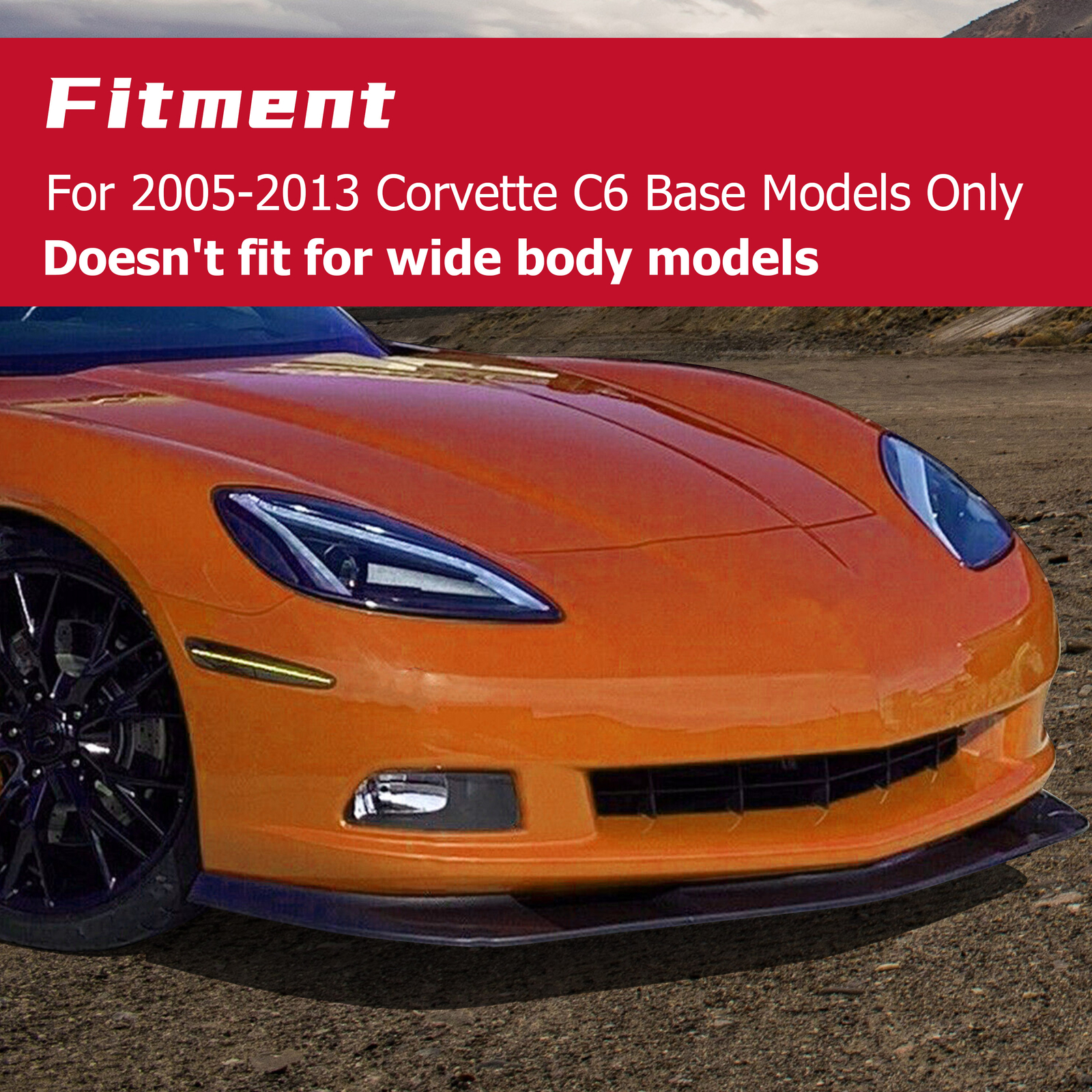 HECASA For 05-13 Corvette C6 Base Front Lip Splitter ZR1 Style Carbon Fiber Look