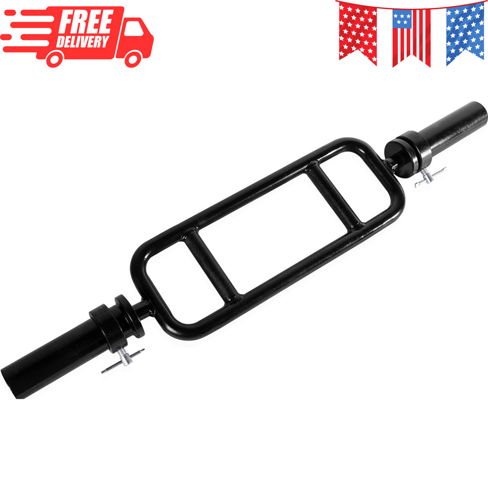 CAP Barbell 34" Solid Olympic Tricep Hammer Curl Weight Bar with Collars Black