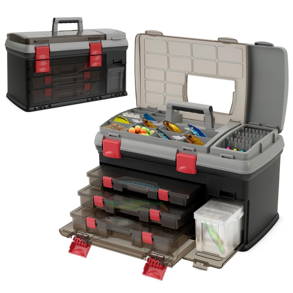 5 Layer Tackle Box Organizer Top Storage 3 Removable Boxes Adjustable Dividers