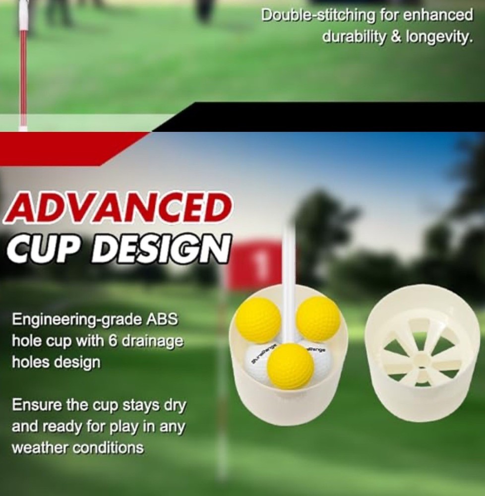 DuraRange ABS Golf Training Putting Cup Replacement Pole Insert 6 Hole Drainage