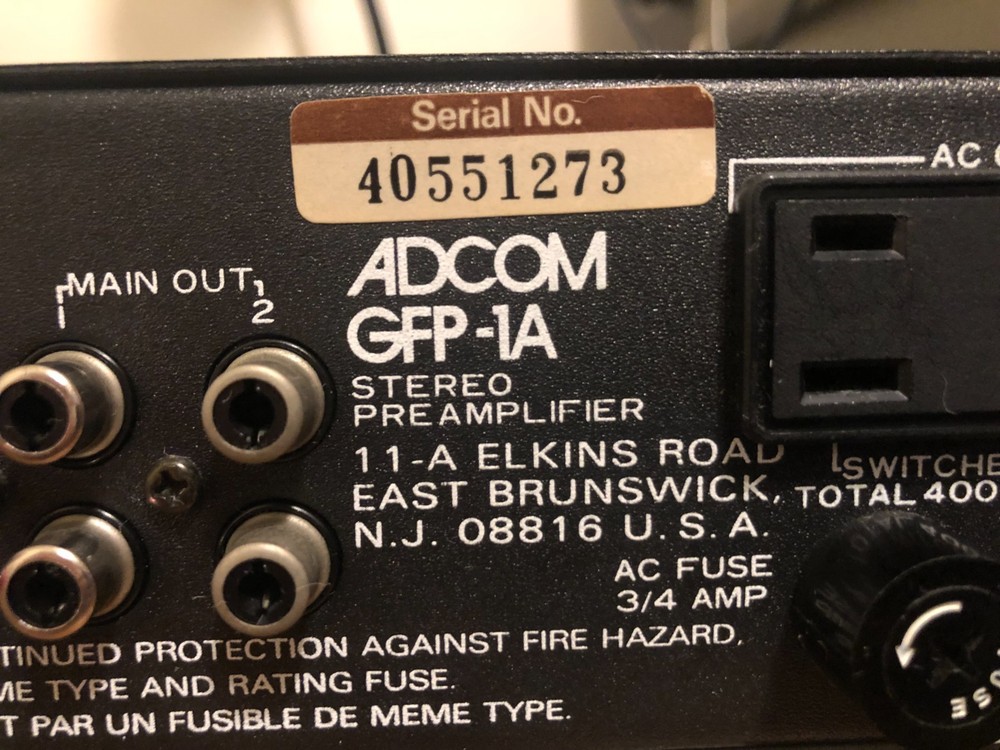 Working Vintage ADCOM GFP-1A Stereo Preamplifier w/ 2x Phono Input