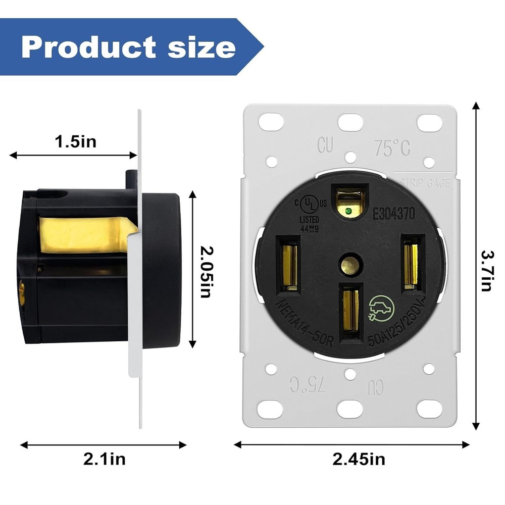 Heavy-Duty NEMA 50A EV Charging Outlet