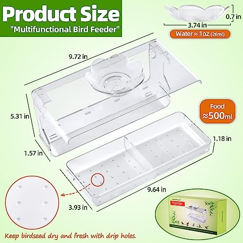 Window Bird Feeder with Non-Marking Self-Adhesive Hooks, Clear and Standard