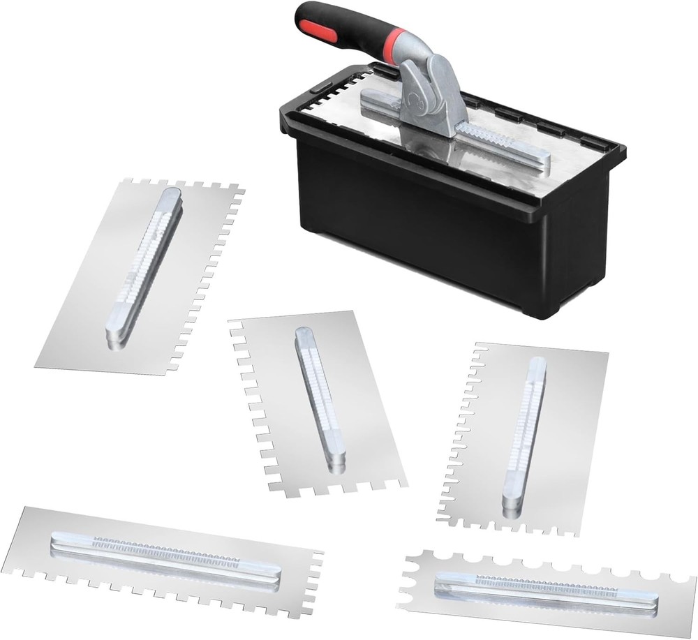 Switchable Notch Trowel Set 8-Piece Kit - Time-Saving No-Swap System, Profession