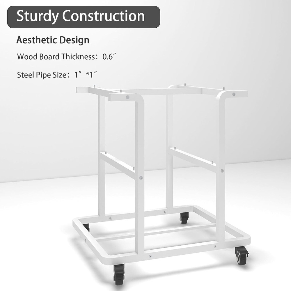 White 3 Tier Rolling Printer Stand