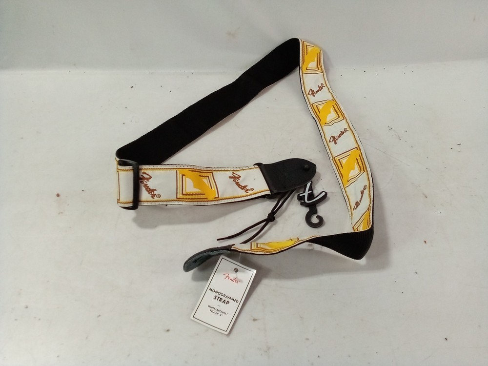 FENDER GUITAR STRAP MONOGRAMMED WHITE/BROWN/YELLOW 2 inch
