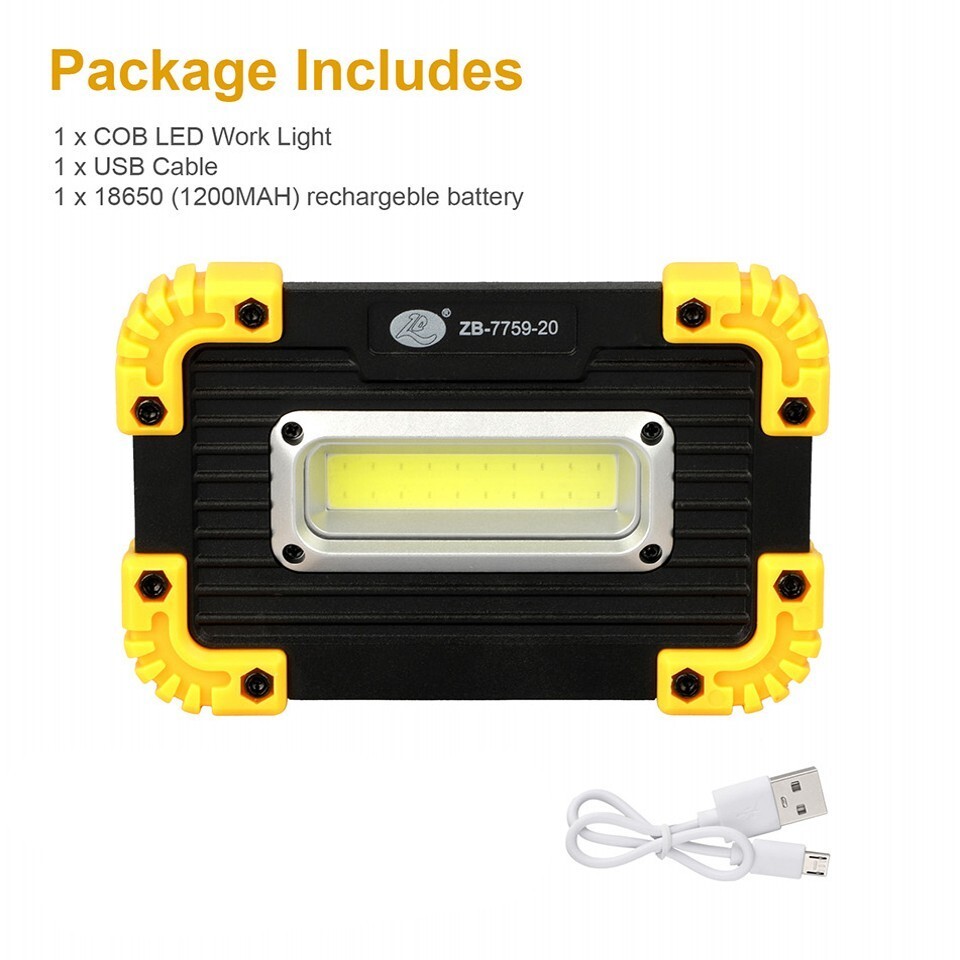 4Pcs LED COB Work Lights Spotlight Floodlight Rechargeable Emergency Flashlight