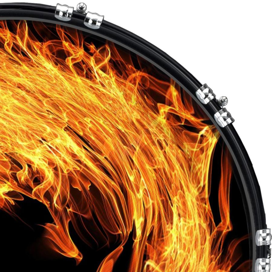 20" Custom Bass Kick Drum Front Head Graphical Fire Ring