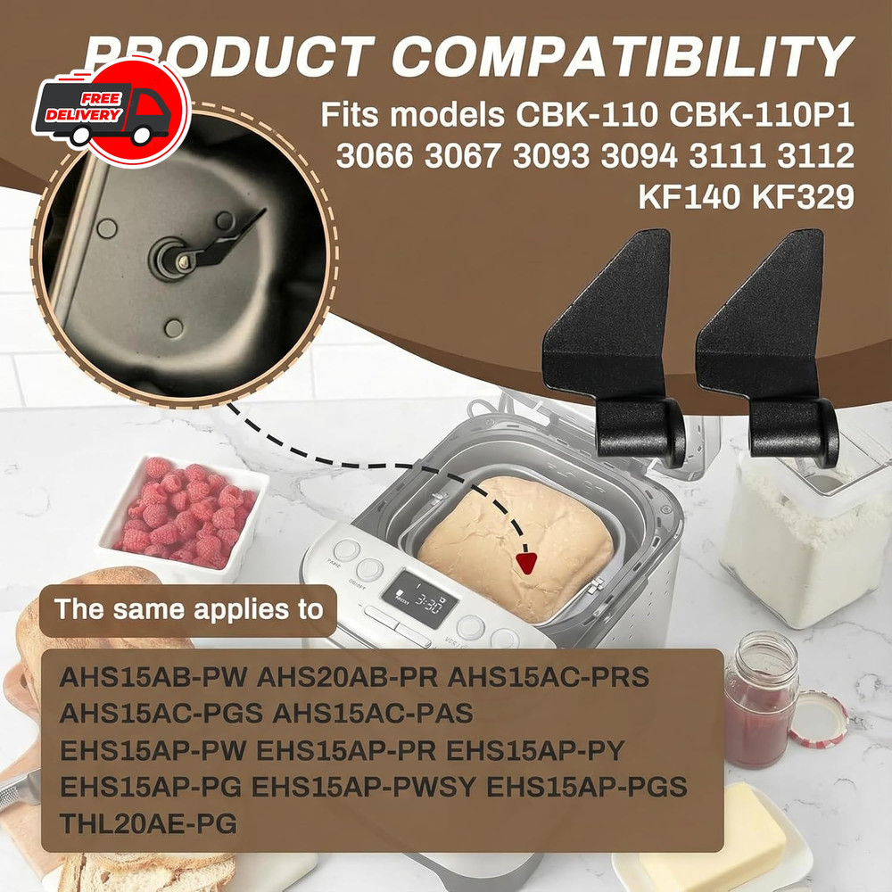 2-Pack CBK-110KP Bread Maker Kneading Paddle for Cuisinart Bread Maker Machine,