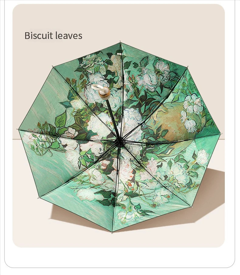8 bones three-fold hand open vinyl double-layer umbrella parasol han