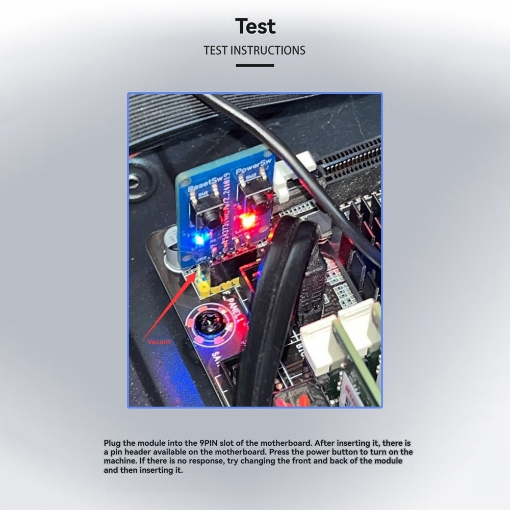 PC-Boot- Motherboard Boot Test Board 9 Pin PC on/Off Button for PC9077