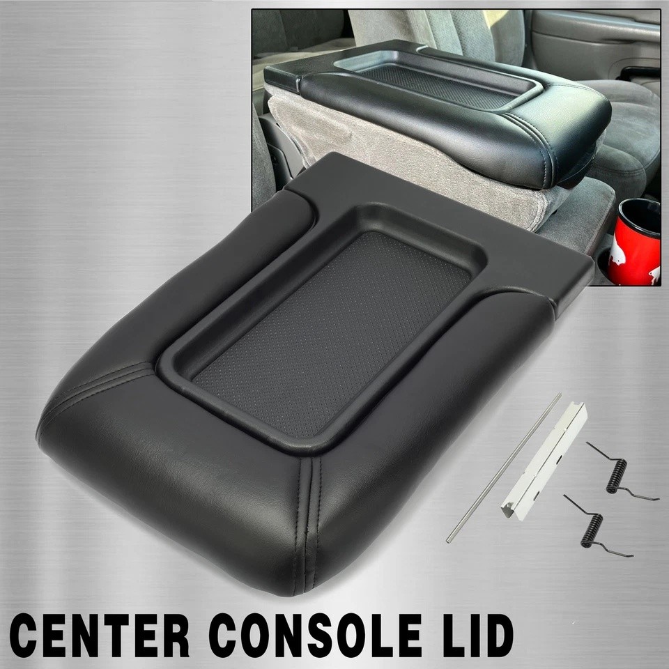 Center Console Lid Kit Arm Rest for 99-07 Chevy Silverado GMC Sierra Black 1999