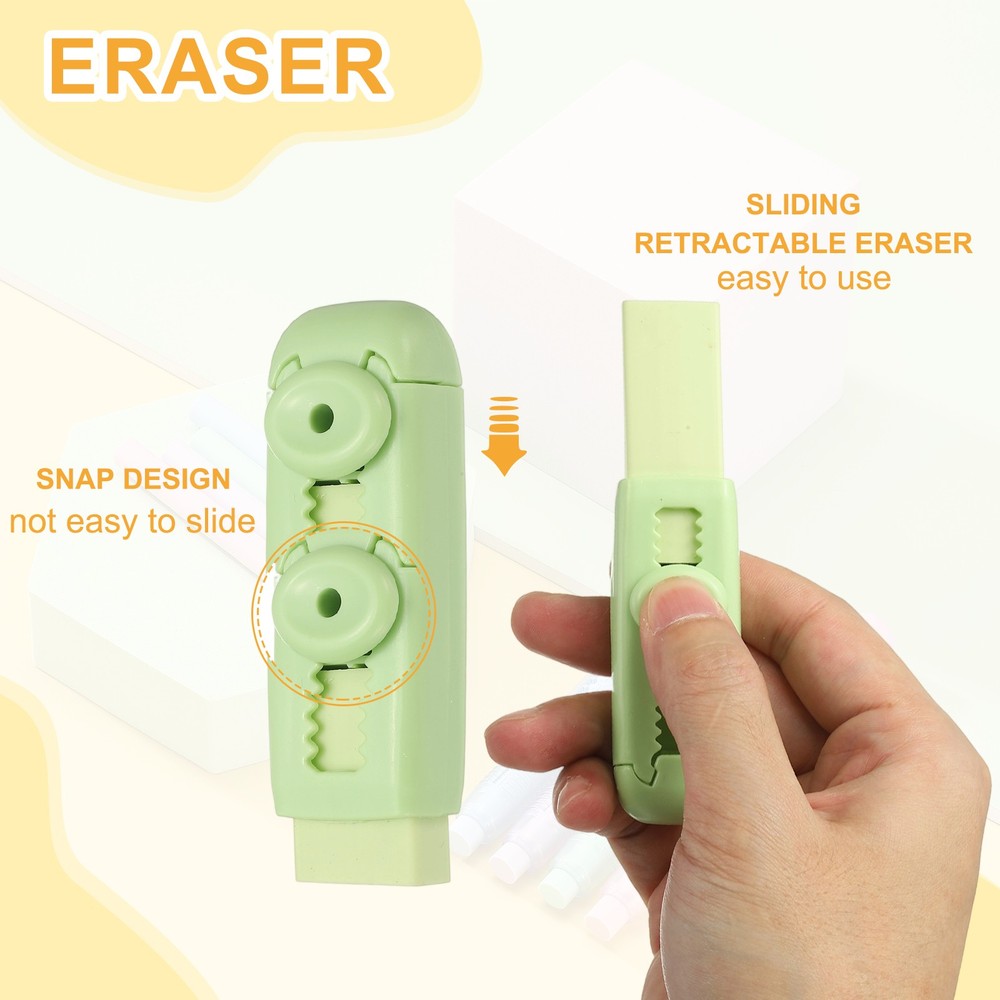 8 Pack Erasers, Pencil Erasers Large Eraser Push Pull Cute Soft, Cyan