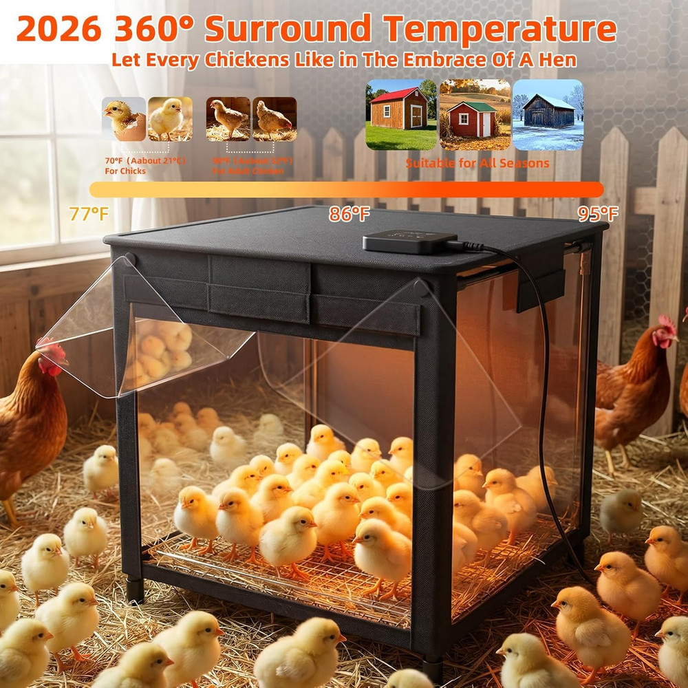 Brooder Box for Chicks, Upgrade Chicken Brooder Box with Adjustable Temp (77~95℉