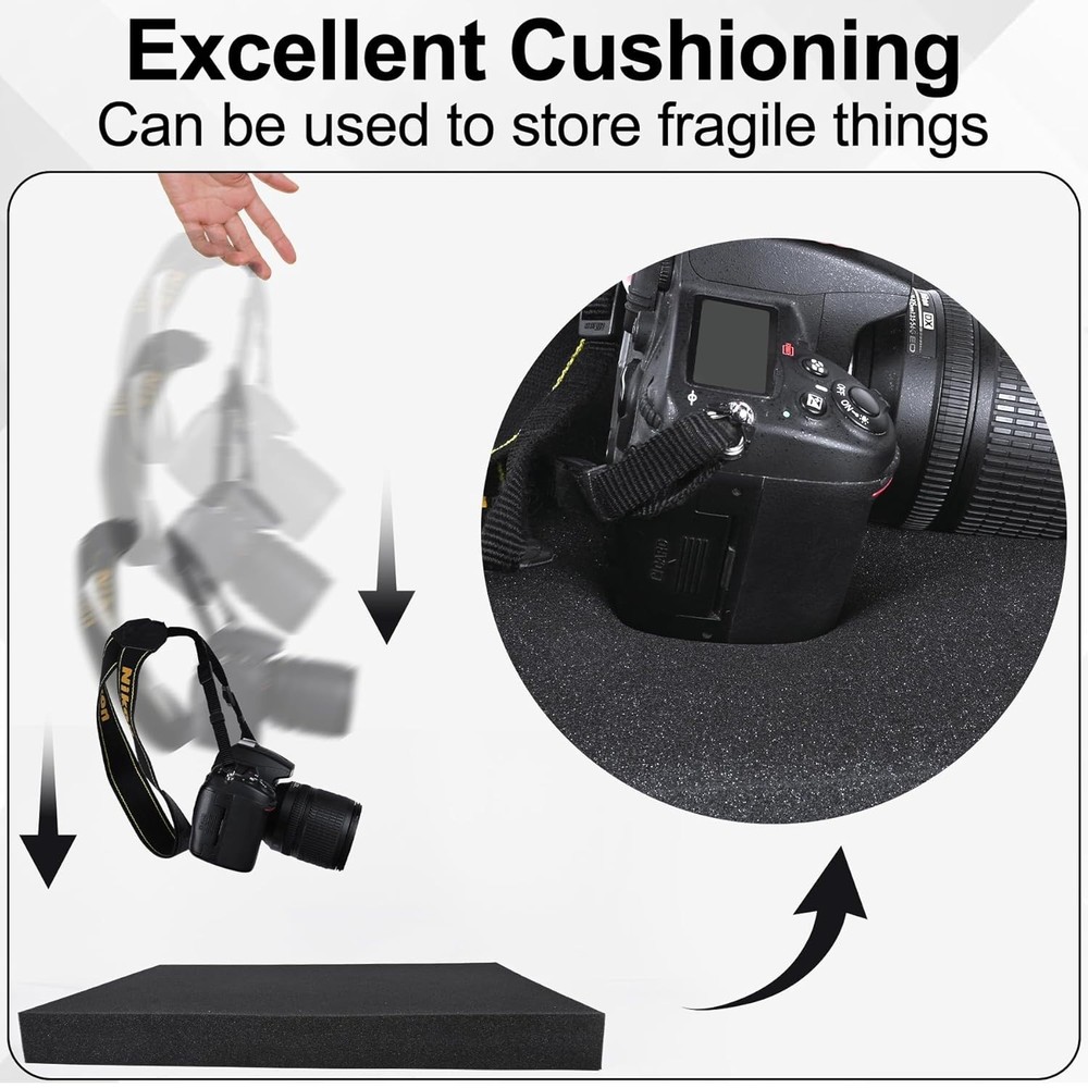 Polyurethane Foam Sheets, 54 x 16 x 2 Inch Cuttable Tool Box Case Foam Insert...