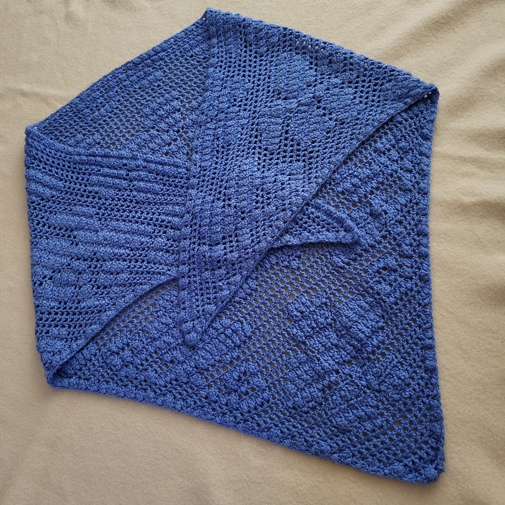 Handmade Hand Knit Periwinkle Blue Triangle Shall