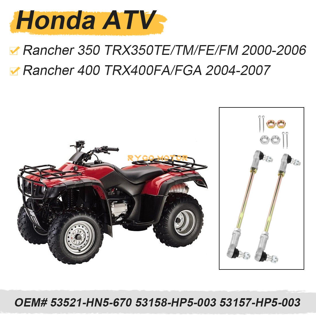 Left & Right Tie Rod Ends Assy for Honda Rancher 350 TRX350TE/TM/FE/FM 2000-2006