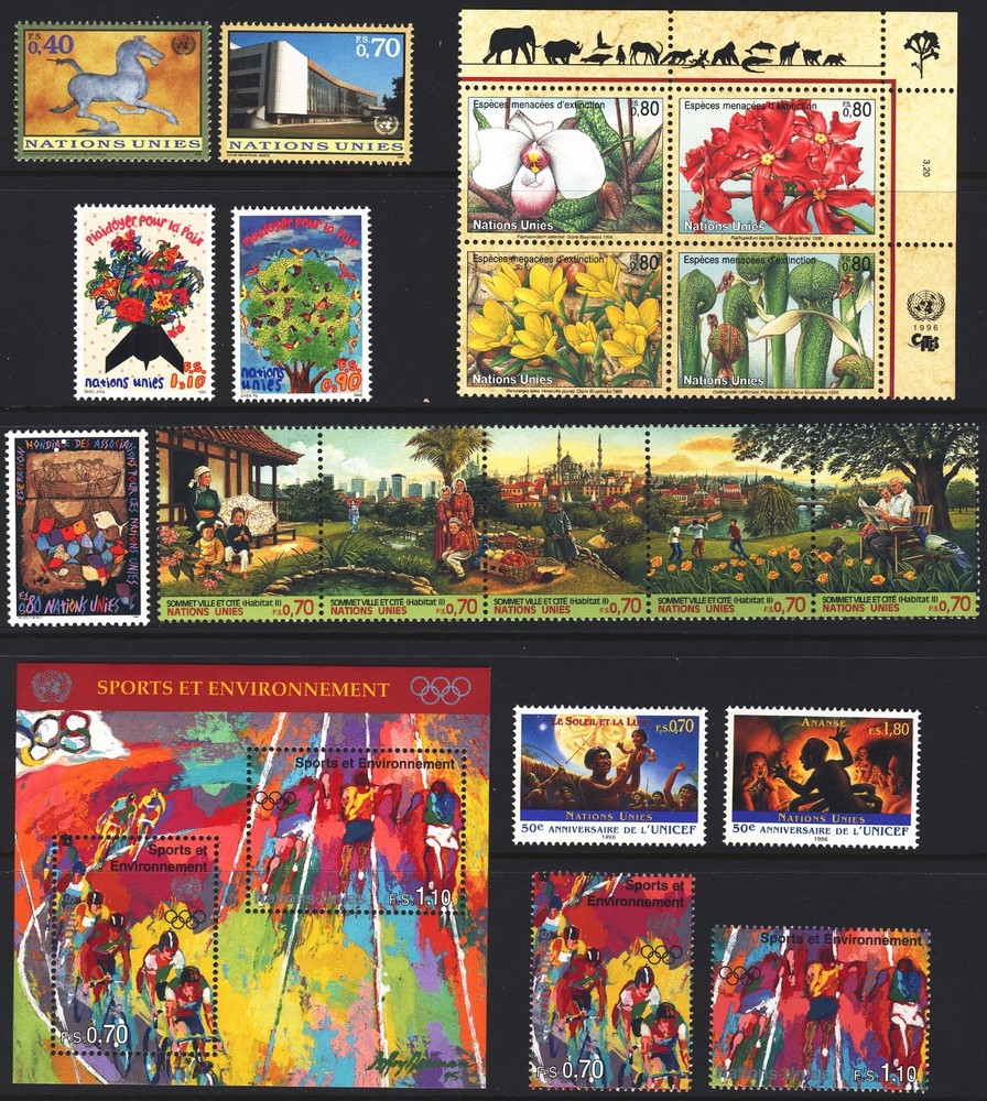 UN - 1996 Geneva Year Set, Stamps/Block, Sheet . Mint Never Hinged