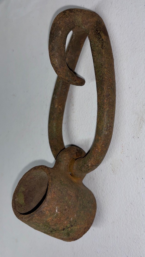 Antique Wrought Iron Hitching Post Leash Ring Primitive Hook Rod Topper Farm