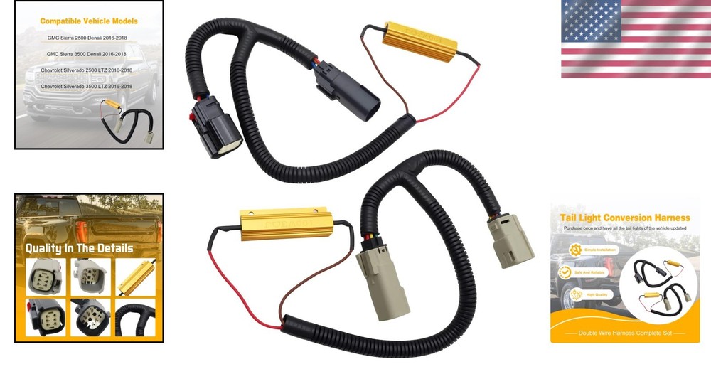 2 Pcs Tail Light Conversion Harness for LTZ 2016-2018 LED