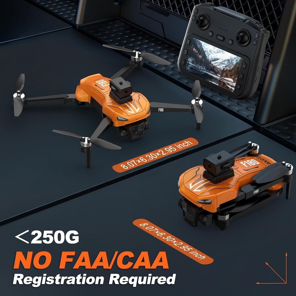 F180 GPS Drone, 4K Camera, 4.5" Remote Screen, 22 Min Flight, Foldable