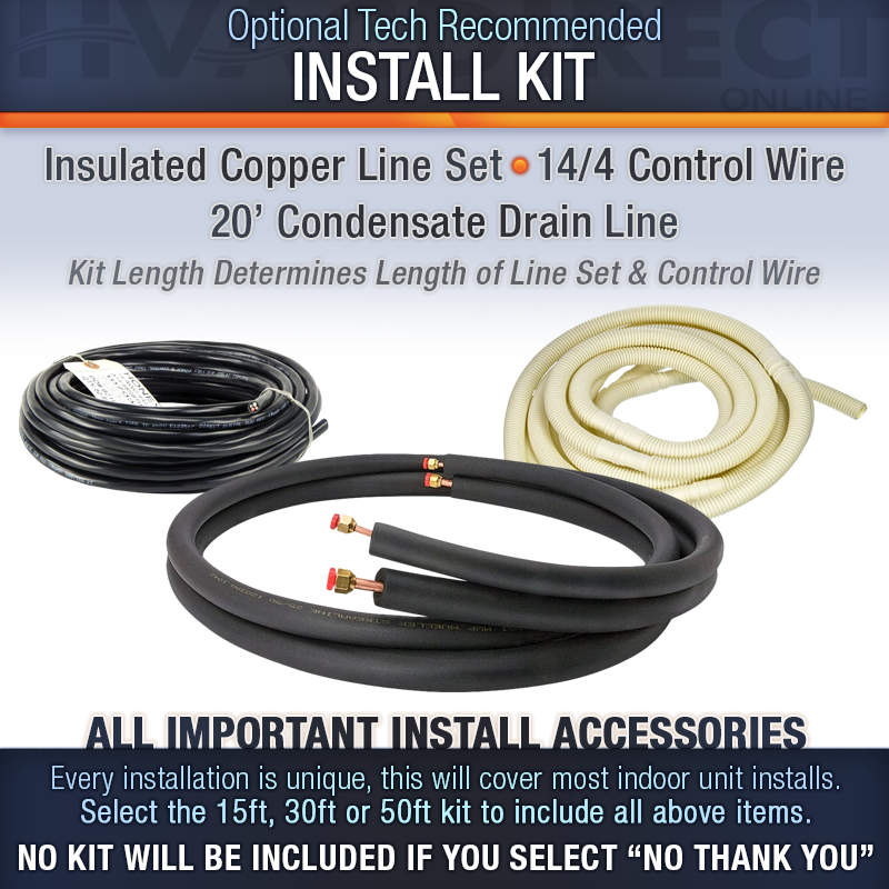 Mitsubishi 6-18K BTU Multi-Zone GL Wall Mount Air Handler + Optional Install Kit