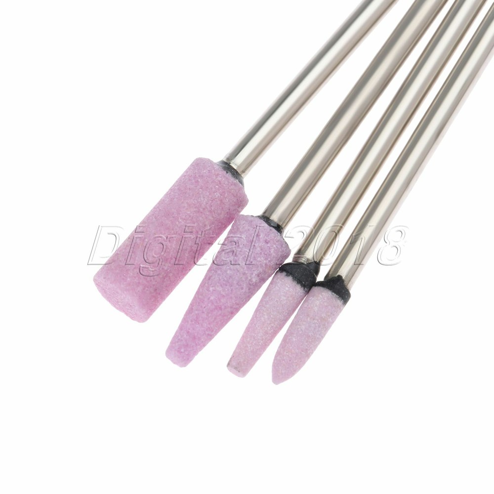 Red Corundum Mixed Shape Drill Bits Point Grinding Head Nail Tip Buffer Tool 10x