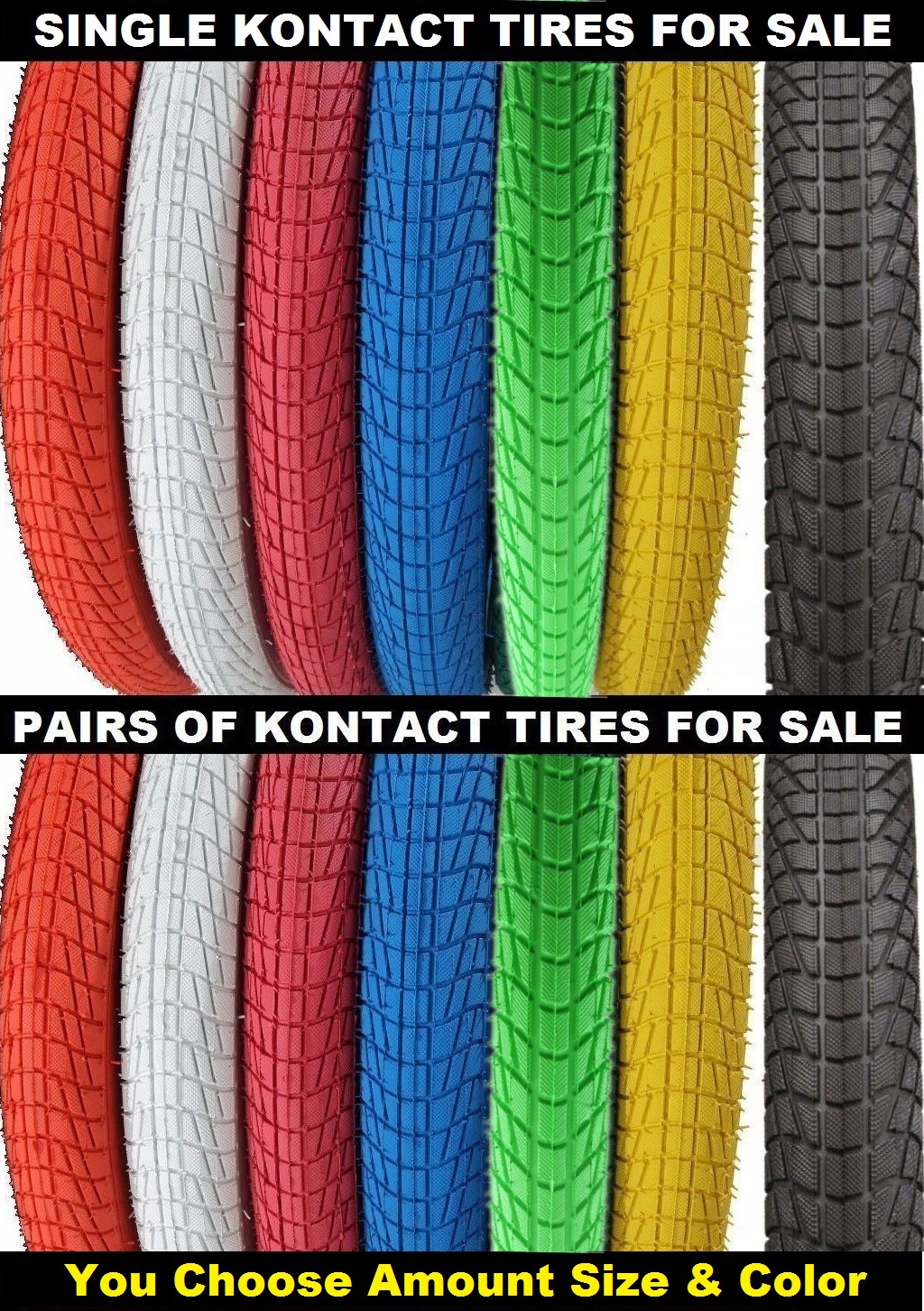 1 or 2PAK Kenda K841 Kontact 20"x 1.95" / 2.25" BMX Bike Tires FreeStyle Street