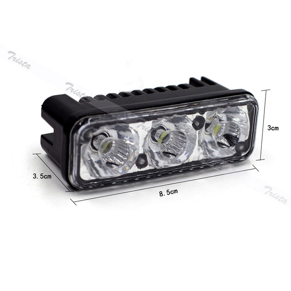 2pcs 3 LED White Car DRL Driving Light Remote Control Strobe Flash Warning Lamp