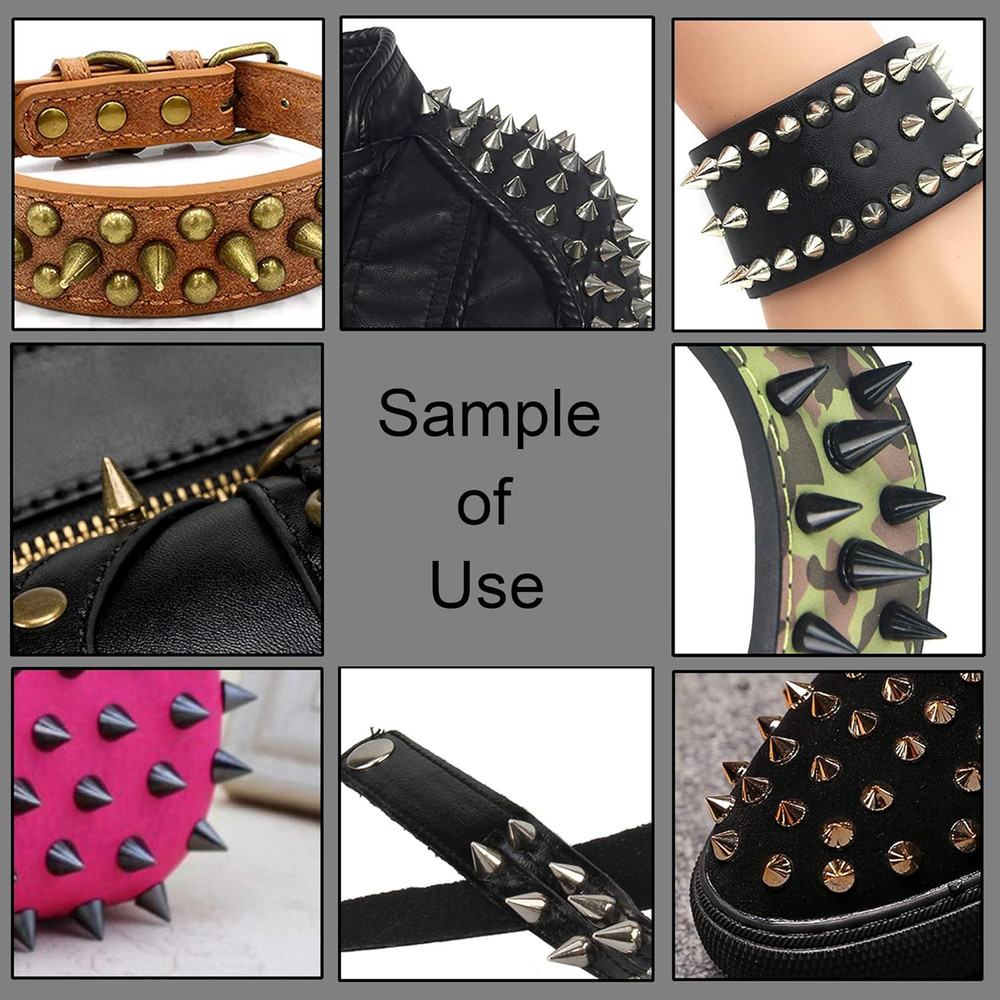 270 Sets Mixed Shape Spikes & Studs Silver Color Screw Back Bullet Cone Studs an