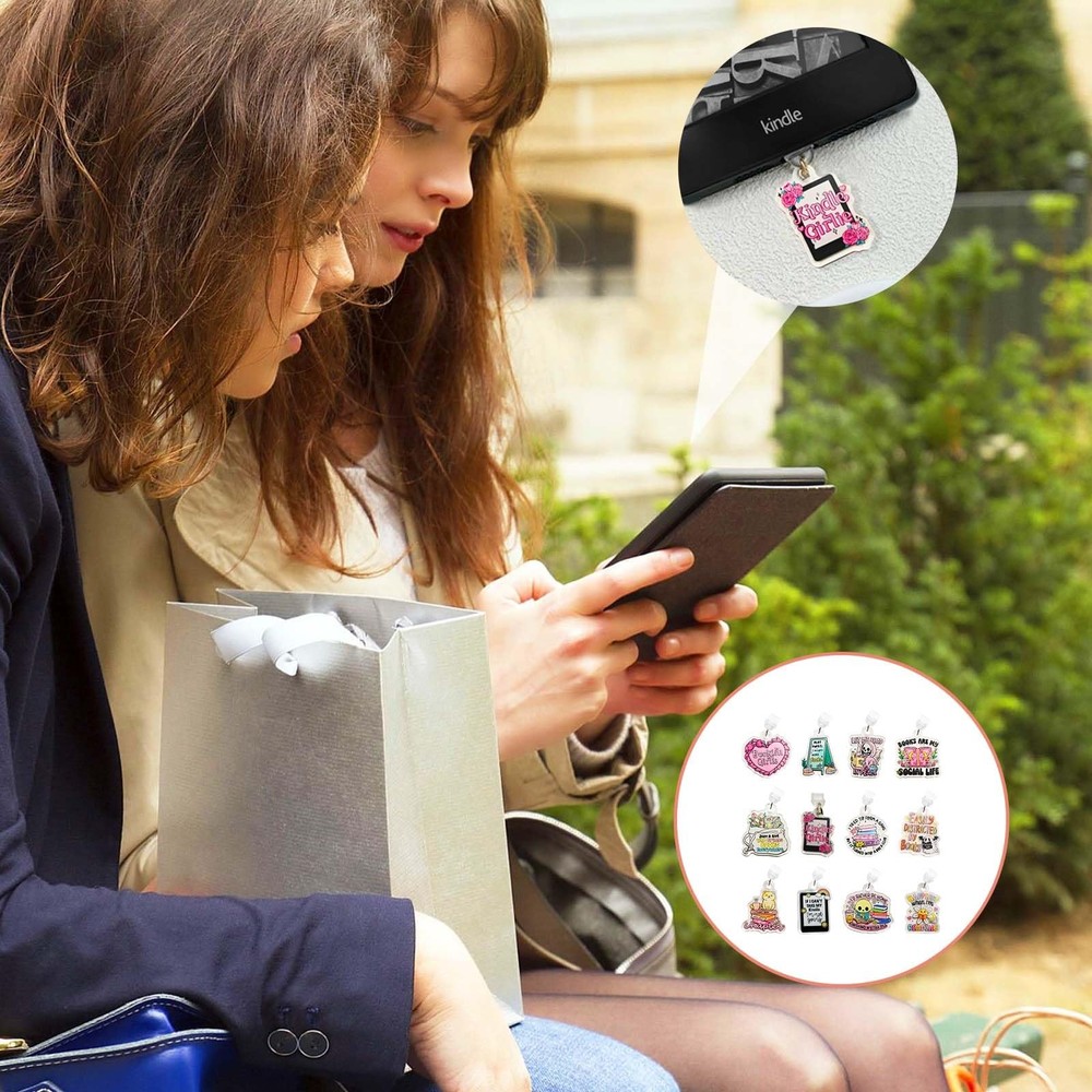 Vozekrod 11PCS Charms for E-Reader – Type C Dust Plug Accessories Small, pink
