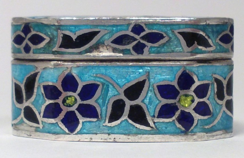 Vintage Sterling Silver & Enamel Pill Box – c1990