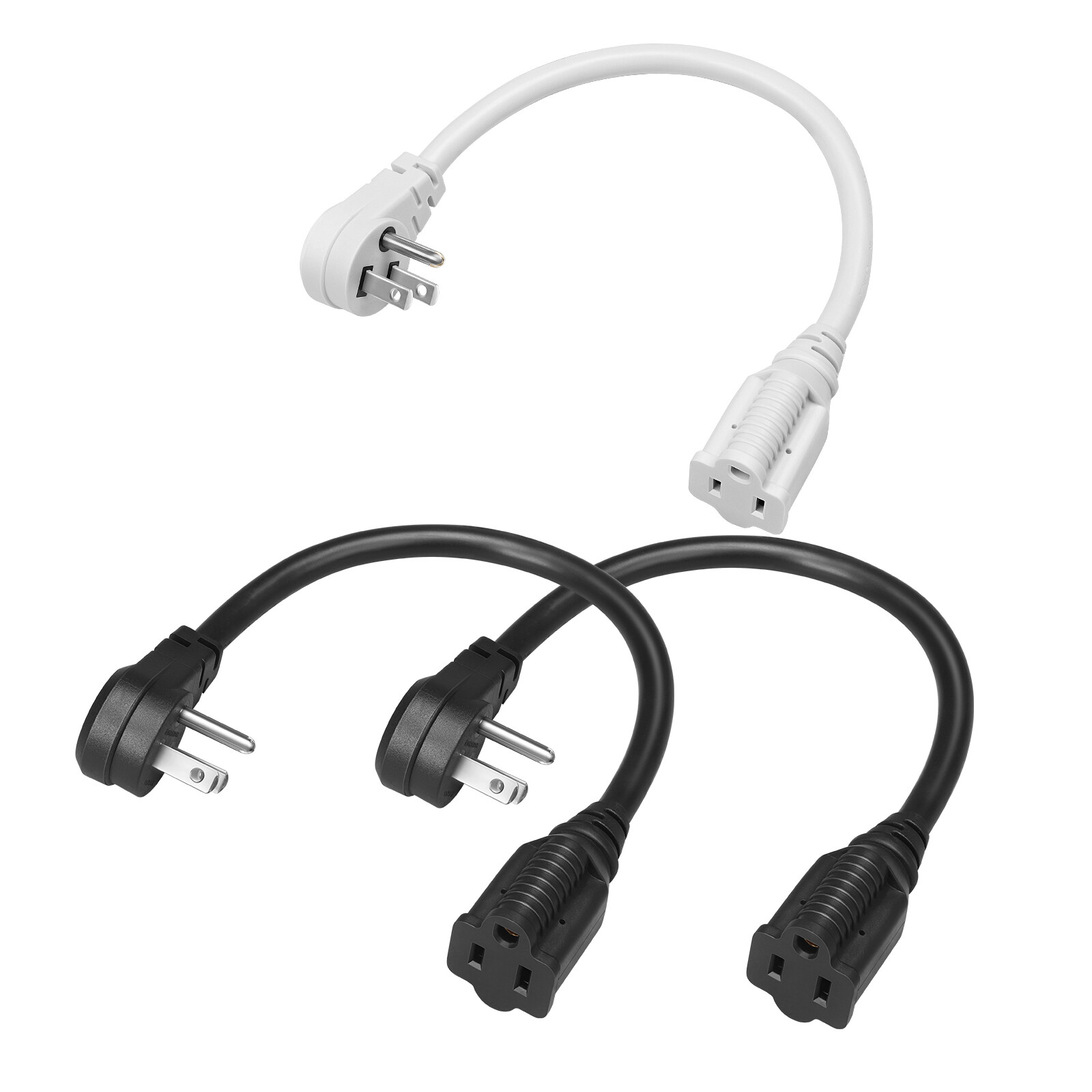 DEWENWILS Extension Cord Low Profile Angled Flat Plug 3 Prong Grounded Wire 3PCS