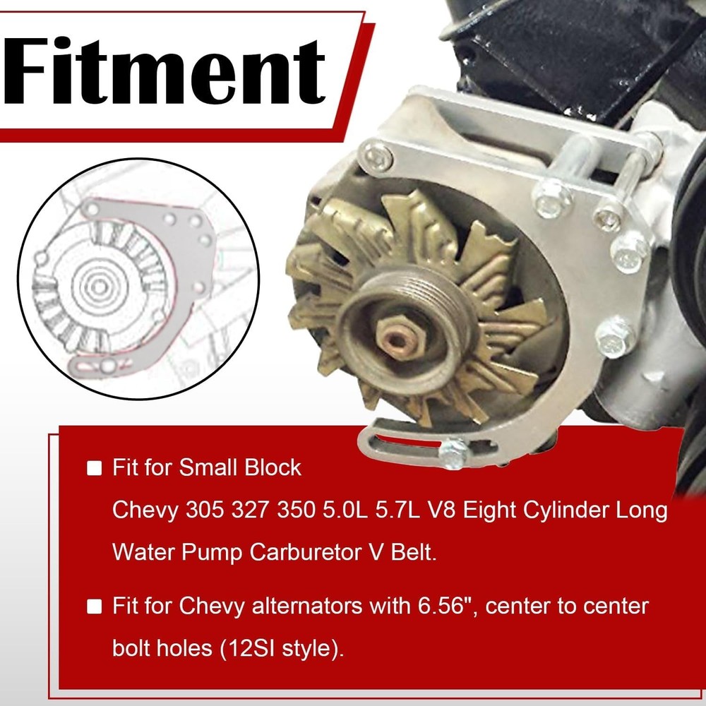 LWP Low Mount Alternator Bracket Double Hump Heads Adjustable Billet Kit for ...