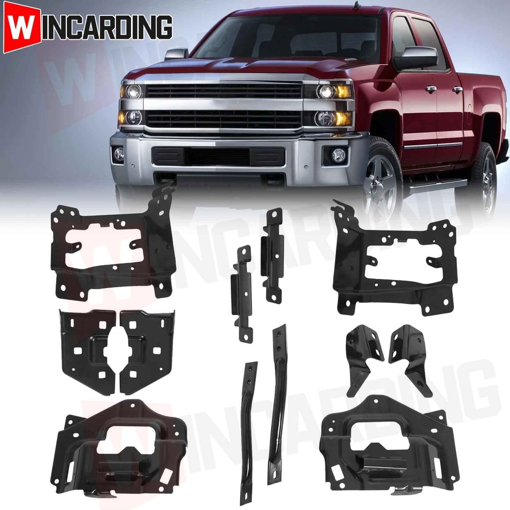 Front Bumper Support Mount Bracket Set For 2014-2015 Chevrolet Silverado 1500