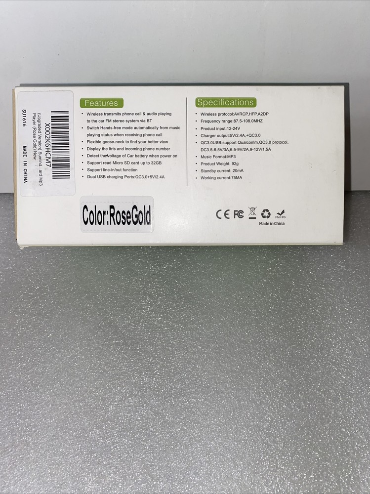 (Upgraded Version) Bluetooth FM Transmitter, Wireless Radio QC3.0 Rose Gold