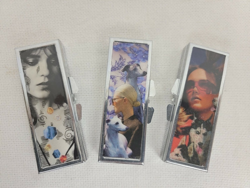 Lot 3 Metal Silver Rectangular Pill Box Container Medicine Pills Case Free Ship