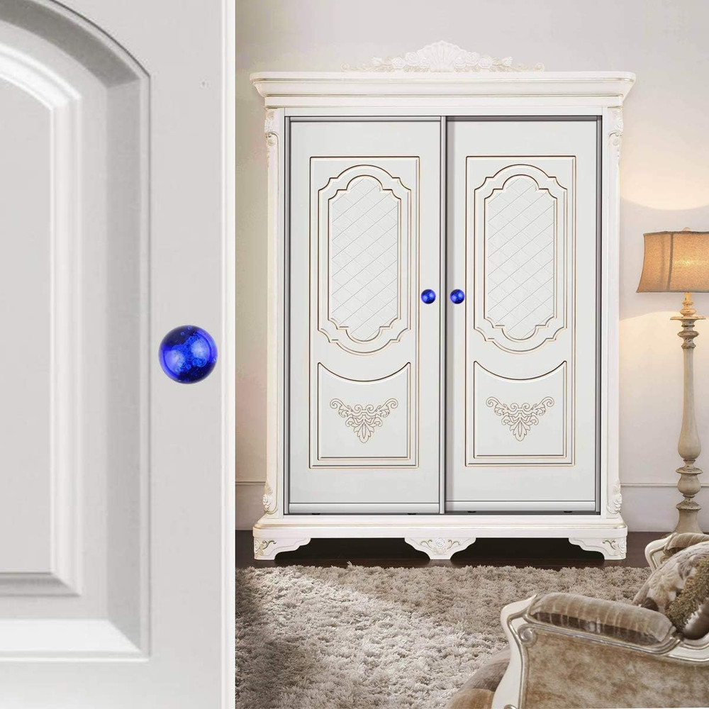 12 PCS Crystal Cabinet Knobs Round Glass Bubbles Knobs Smooth Drawer Pulls Handl