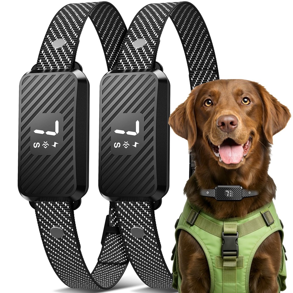 Dog Bark Collar for Large Medium Small Dogs, Effective No-Bark 2 pack, Black