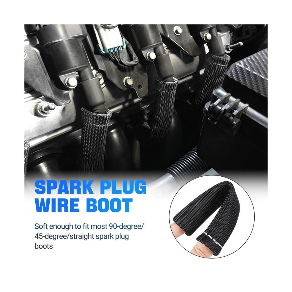 8 PCS Spark Plug Wire Heat Shield Sleeve 2500° Spark Plug Boot Protector Wr