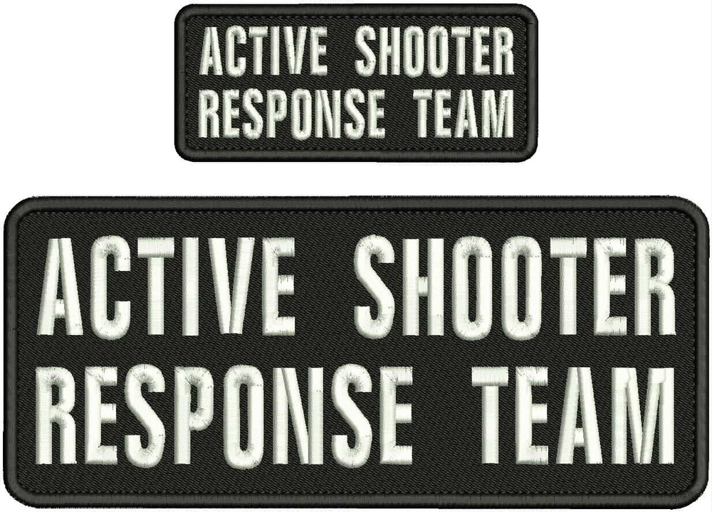 ACTIVE SHOOTE R T EMBROIDERY PATCH 10X4 & 5X2 HOOK  ON BACK BLACK/WHITE